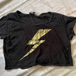 Black Lightning Bolt Crop Top Shirt